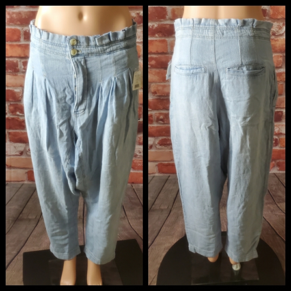 Free People Mover Shaker Paper Bag Jeans Sz 8/10 - Picture 4 of 5